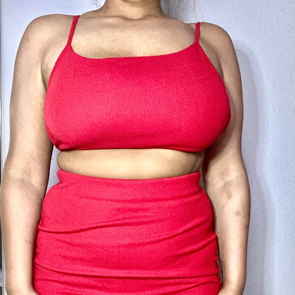 Sexy Red 2-Piece Long Skirt Set